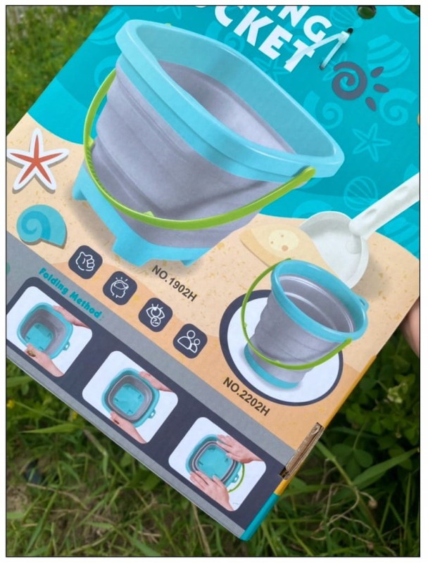 Wiaderko składane i łopatka, Zestaw zabawek do piaskownicy dla dziecka