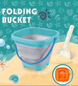 Wiaderko składane i łopatka, Zestaw zabawek do piaskownicy dla dziecka