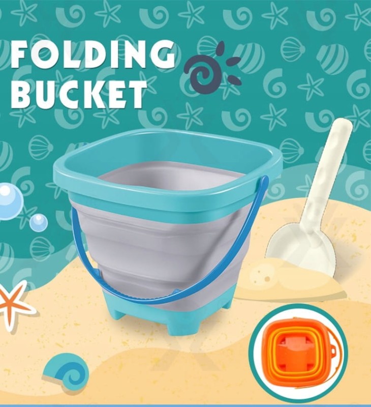 Wiaderko składane i łopatka, Zestaw zabawek do piaskownicy dla dziecka