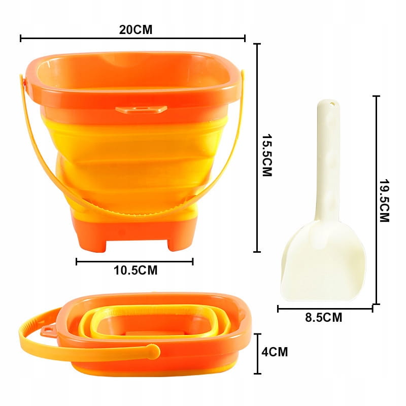 Wiaderko składane i łopatka, Zestaw zabawek do piaskownicy dla dziecka