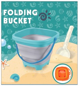 Wiaderko składane i łopatka, Zestaw zabawek do piaskownicy dla dziecka