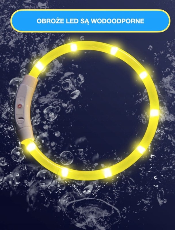 ŚWIECĄCA OBROŻA DLA PSA NA SPACERY SILIKONOWA OBROŻA LED + KABEL USB