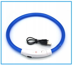 Świecąca obroża dla psa podświetlenie LED wodoodporna + kabel USB