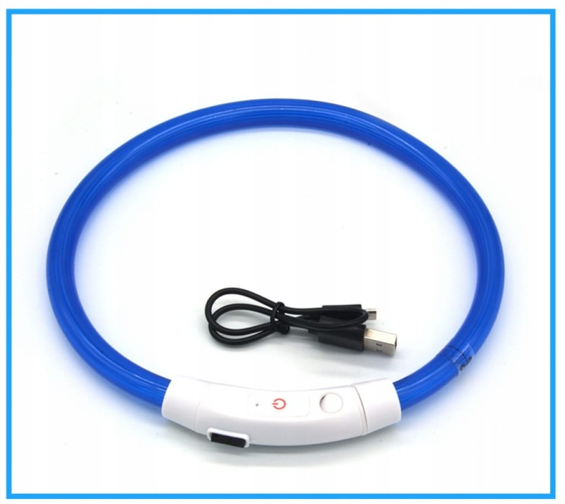 Świecąca obroża dla psa podświetlenie LED wodoodporna + kabel USB