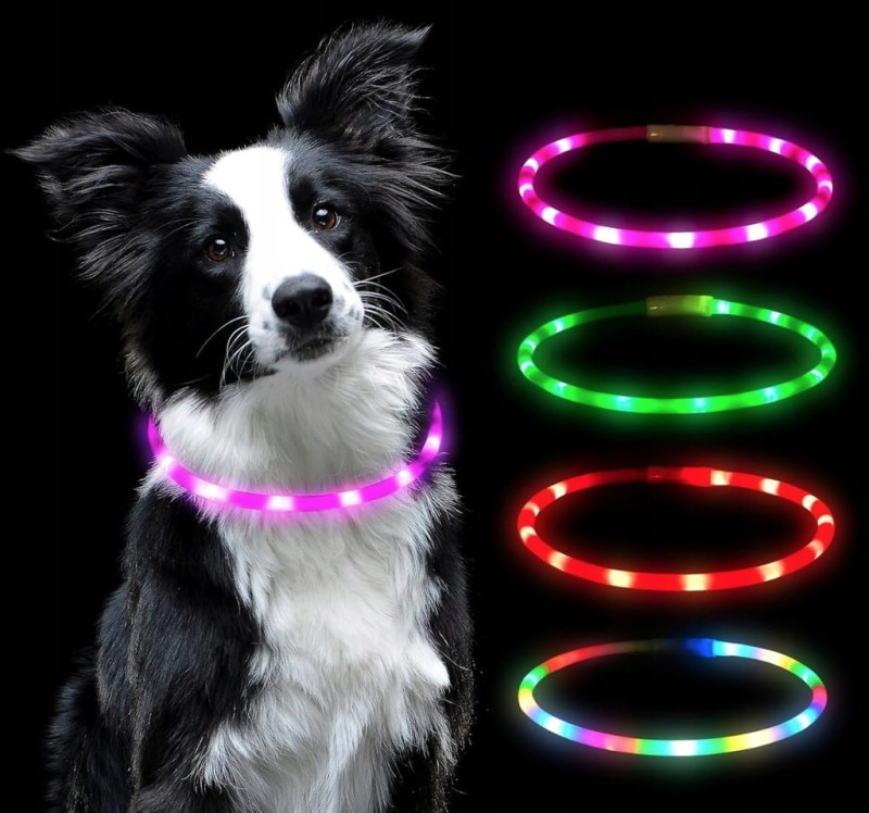 Świecąca obroża dla psa podświetlenie LED wodoodporna + kabel USB