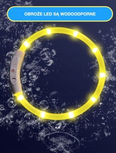 Świecąca obroża dla dużego psa rozmiar L w żółtym kolorze silikonowa