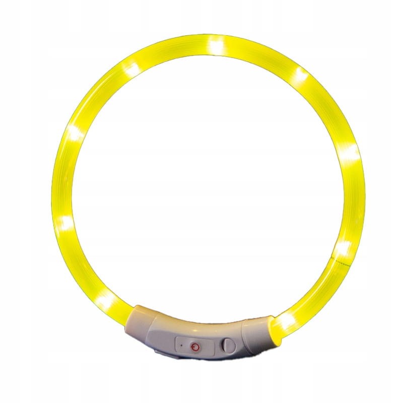 Świecąca obroża dla dużego psa rozmiar L w żółtym kolorze silikonowa