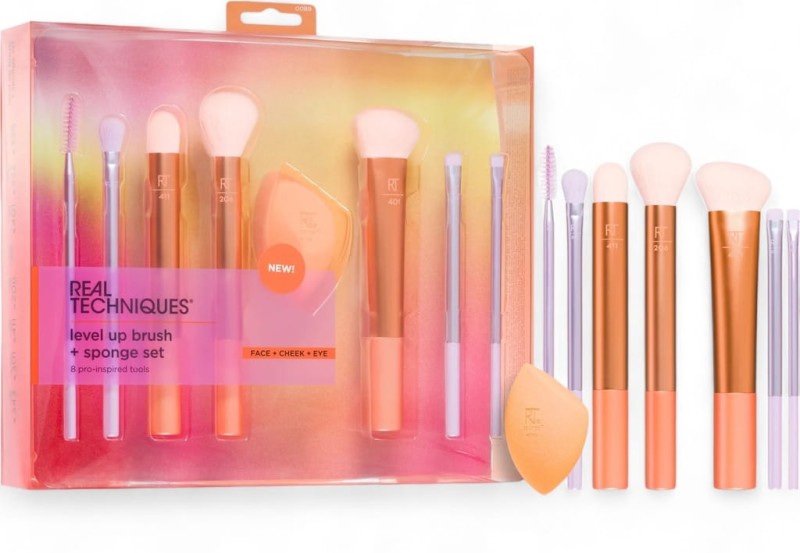 Pędzle i gąbka do makijażu Real Techniques level up brush + sponge set 8 el