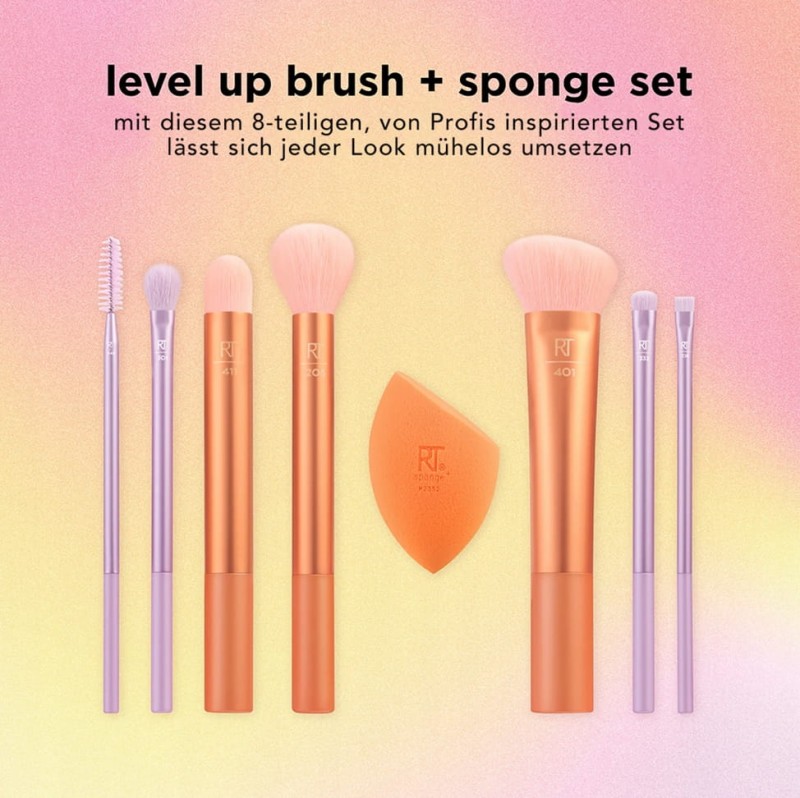 Pędzle i gąbka do makijażu Real Techniques level up brush + sponge set 8 el