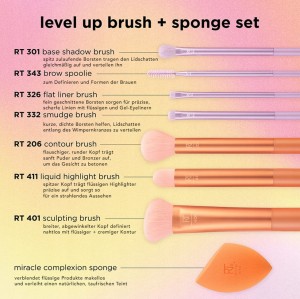 Pędzle i gąbka do makijażu Real Techniques level up brush + sponge set 8 el