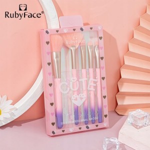 PROFESJONALNE PĘDZLE DO MAKIJAŻU "RUBY FACE" ZESTAW PĘDZLI 5 SZTUK