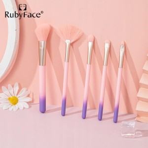 PROFESJONALNE PĘDZLE DO MAKIJAŻU "RUBY FACE" ZESTAW PĘDZLI 5 SZTUK