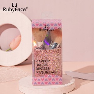 Zestaw pędzli do makijażu Ruby Face + brokatowy kubeczek do przechowywania
