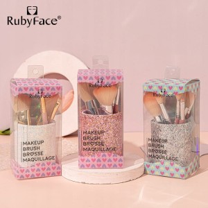 Zestaw pędzli do makijażu Ruby Face + brokatowy kubeczek do przechowywania