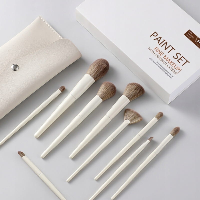 Pędzle do makijażu + kosmetyczka, Komplet pędzli do make-up w pudełku