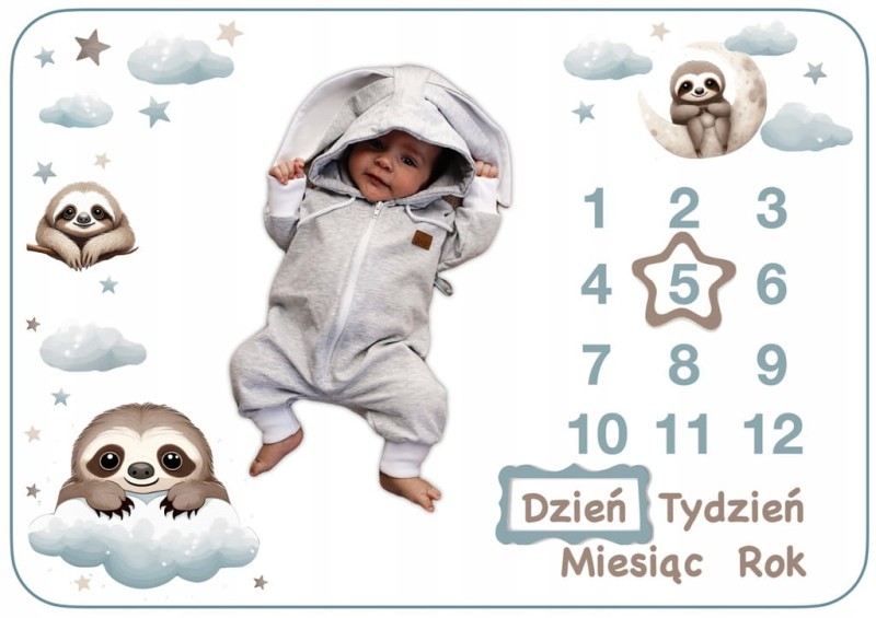 Prezent na baby shower dla chłopca Foto mata do zdjęć + ramki w eko pudełku