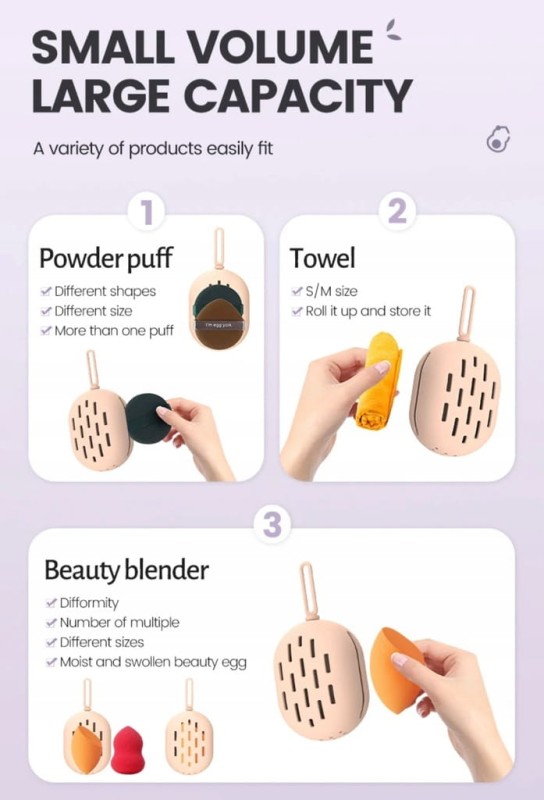 ETUI NA GĄBKĘ DO MAKIJAŻU DUŻY POKROWIEC DO BEAUTY BLENDERA Z MYJKĄ 2W1