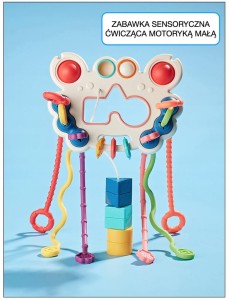 ZABAWKA SENSORYCZNA GRYZAK GRZECHOTKA DLA NIEMOWLĄT MONTESSORI SILIKON 5W1