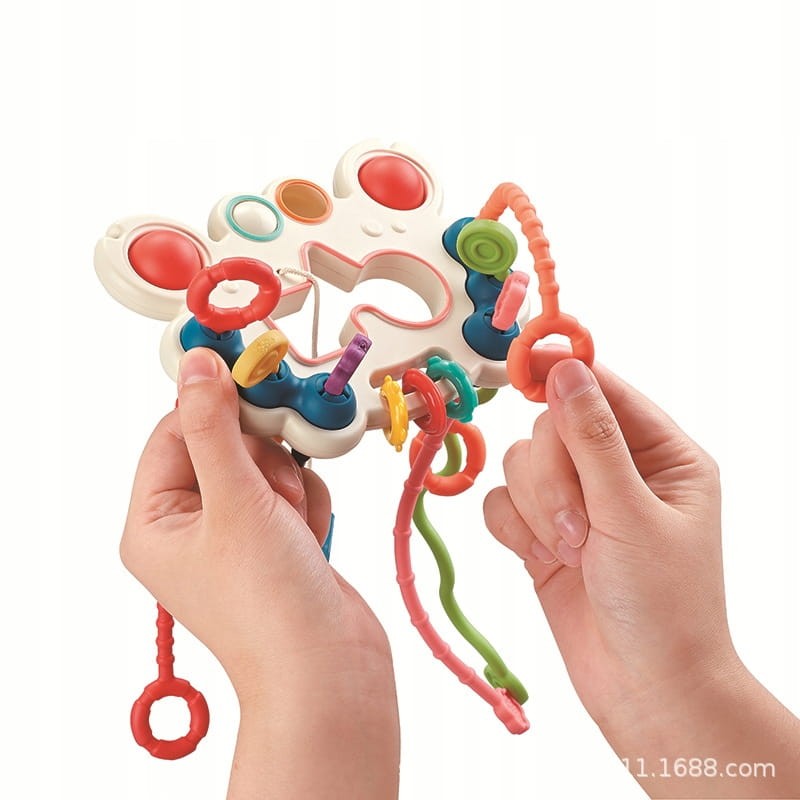 ZABAWKA SENSORYCZNA GRYZAK GRZECHOTKA DLA NIEMOWLĄT MONTESSORI SILIKON 5W1