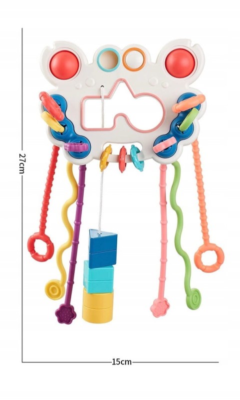 ZABAWKA SENSORYCZNA GRYZAK GRZECHOTKA DLA NIEMOWLĄT MONTESSORI SILIKON 5W1